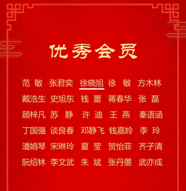 常州栖凤山国际人文陵园总经理徐晓旭被授予“优秀会员”荣誉称号