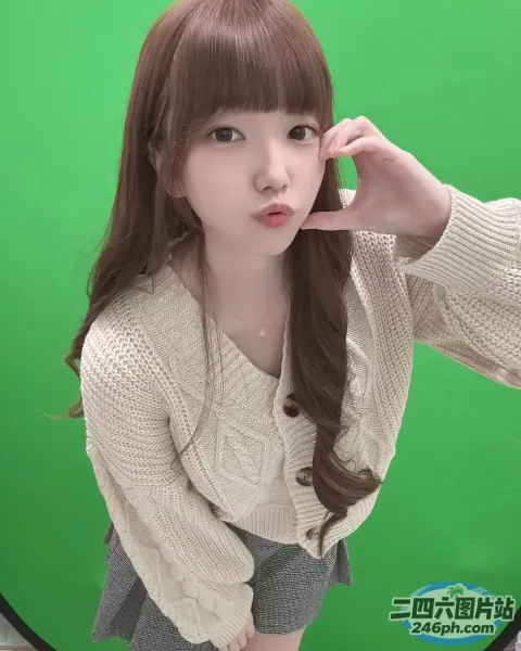 棕色长发和白色毛衣的亚洲女性