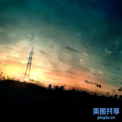 有一张透过窗户看到的日落图片