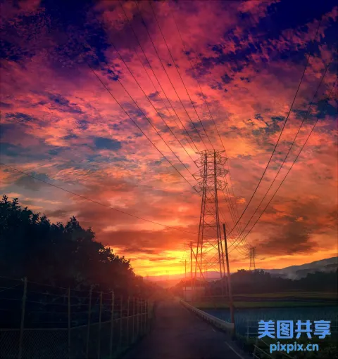 带有电线和电线杆的道路的 arafed 视图