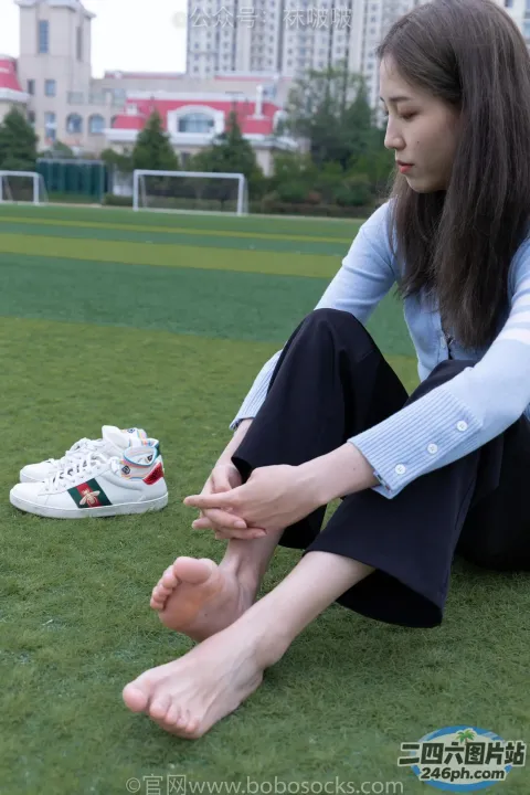 阿拉夫德女人坐在草地上，双叉