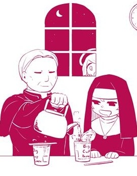 神父和修女与天使