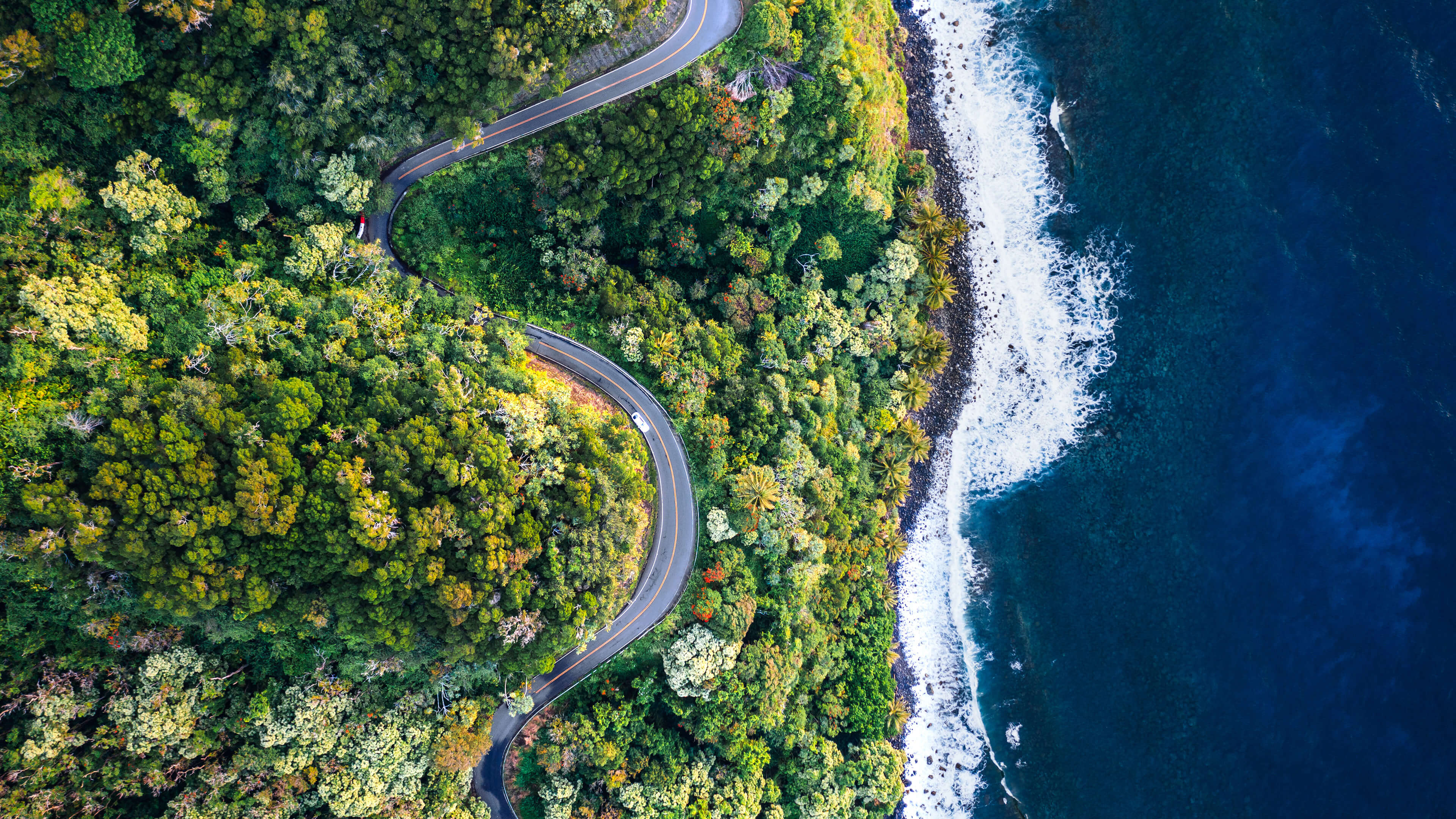 海边悬崖上蜿蜒的道路景色
