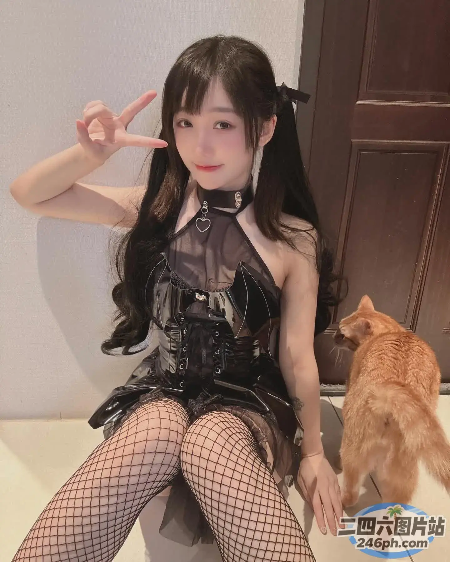 有个女人和猫坐在马桶上