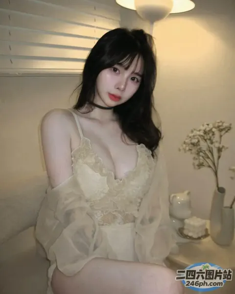 床上坐着一个穿着白色连衣裙的女人