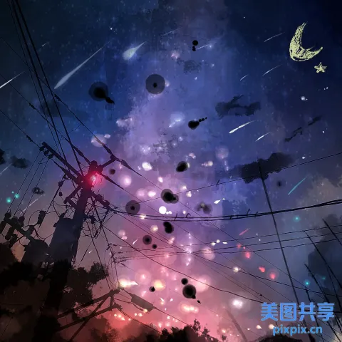 一条街道上空有许多物体在飞舞