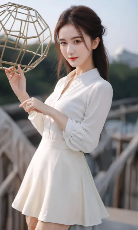 一个女人手里拿着一个金属球的特写