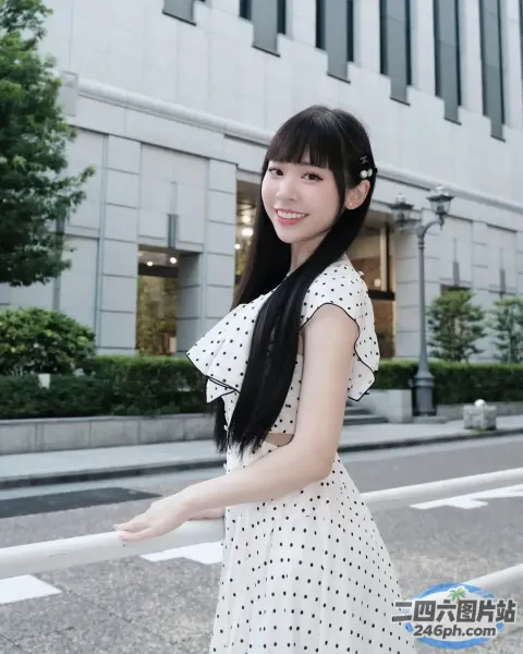 站在街角的白裙子的阿拉菲女子