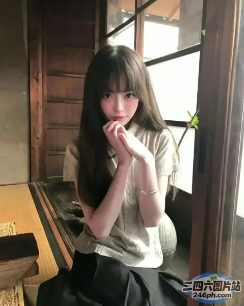 坐在有窗户的房间里的长凳上的 arafed 女人
