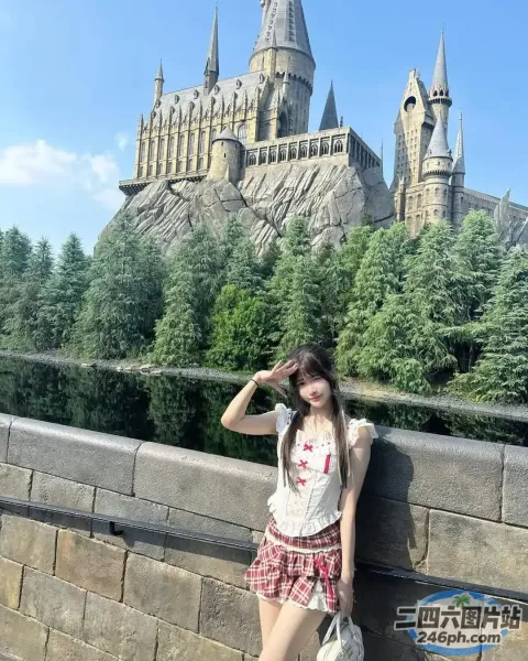 阿拉菲德女孩在霍格沃特瓦特面前摆姿势