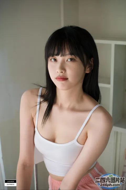 一位身穿白色上衣的女子摆姿势拍照的特写