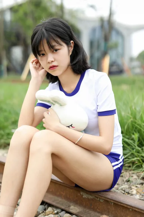 Araffe 和毛绒玩具坐在火车轨道上