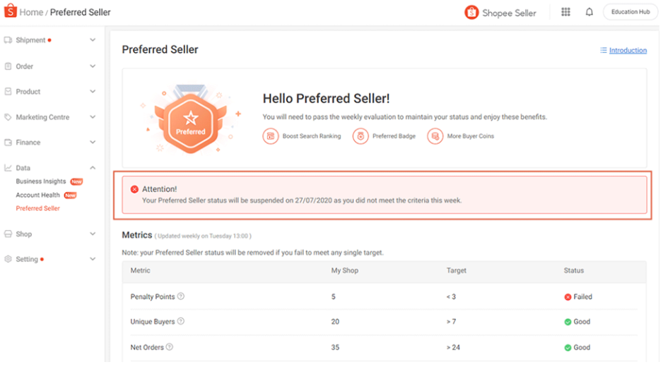 Shopee马来西亚站点优选卖家及商城卖家标准更新