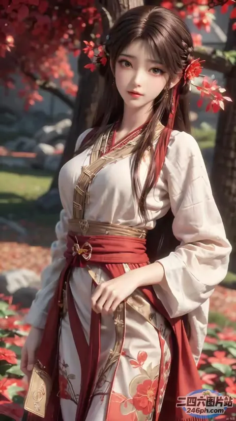 身着传统服饰的阿拉夫亚洲女性摆姿势拍照