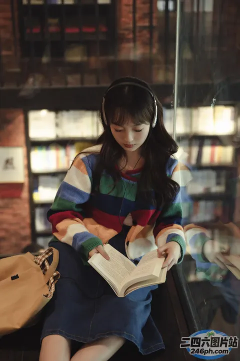 坐在窗台上的阿拉夫德女人看书