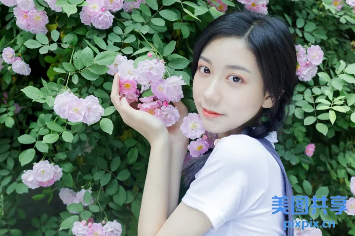 歌词大意： There is a woman that is standing before some flowers