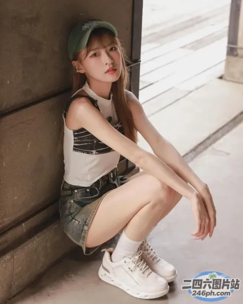 一个戴着帽子坐在墙上的女人