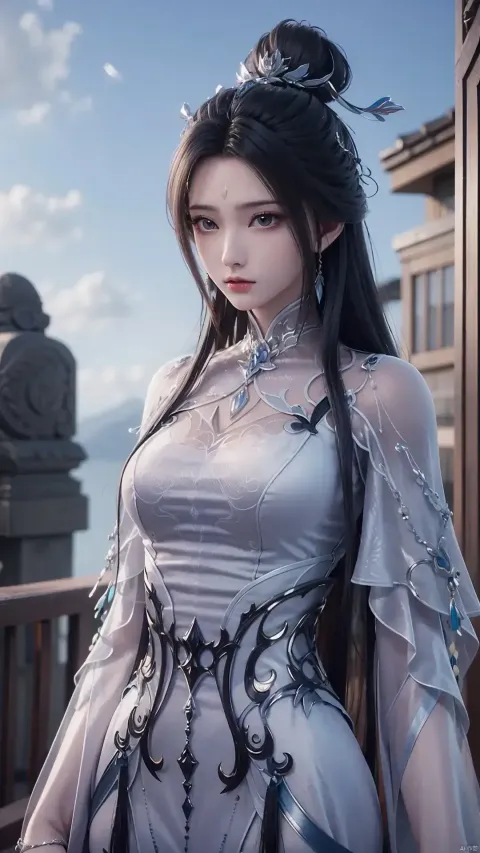 一个穿着裙子拿着剑的女人的特写