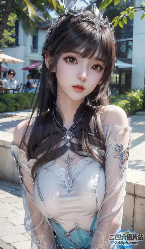 一个女人穿着裙子和 tiable 的特写
