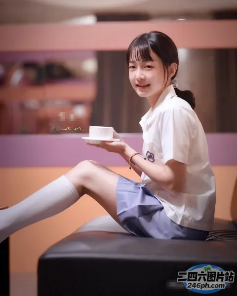 阿拉菲女孩坐在沙发上，手里拿着一盘食物