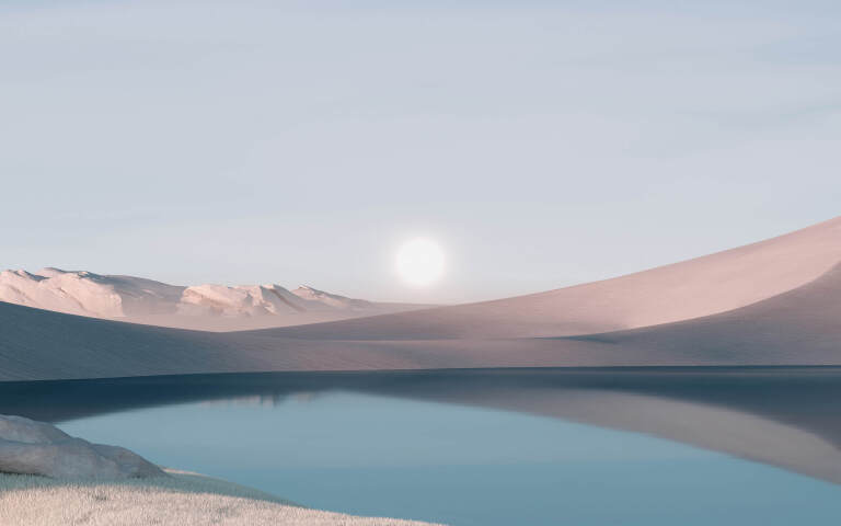 沙漠中有一大片水域