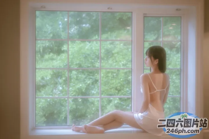 有一个女人坐在窗台上向外望去