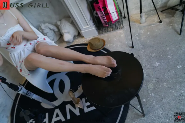 Araffe 坐在一把上面有 CHANEL 标志的椅子上