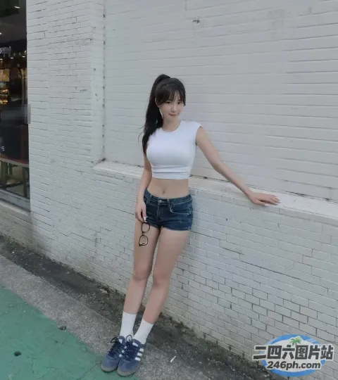 阿拉夫德亚洲妇女靠在墙上，双臂扶着墙