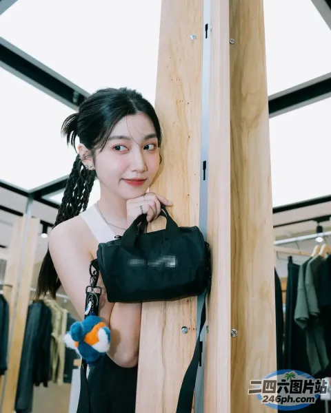 阿拉夫德女人靠在一根木杆上，手里拿着一个钱包