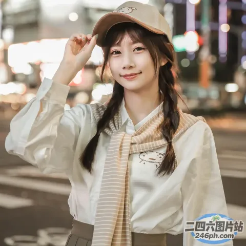 身穿白衬衫、戴着棕色帽子的 araffe 女子
