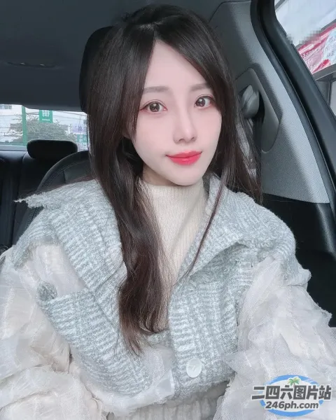 车里坐着一个女人，手里拿着手机