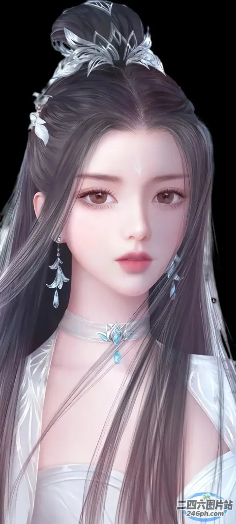 一个穿着白色连衣裙和TIA的长发女人
