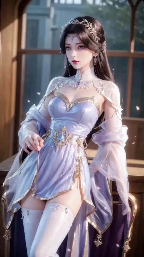 身穿紫色连衣裙的女子正在摆姿势拍照